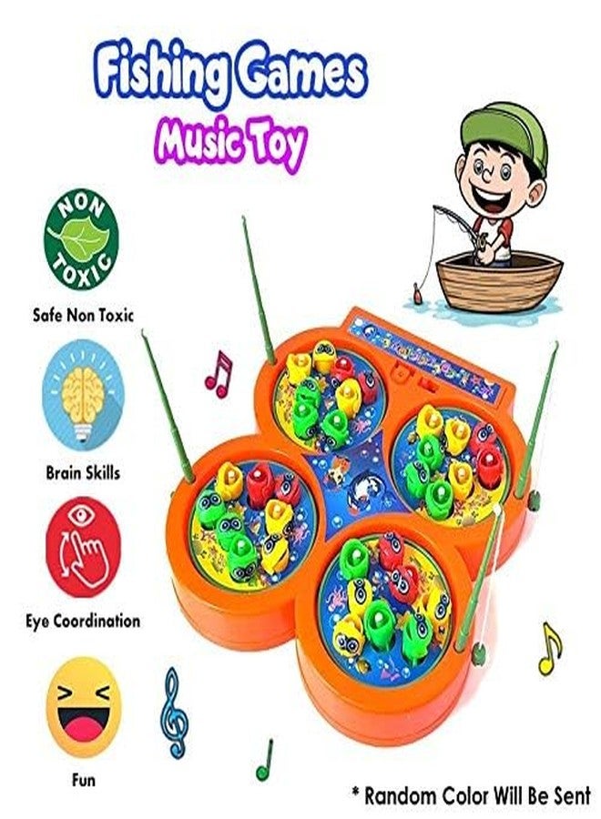 WAKTORO Fish Catching Game with Sound, Include 32 Pieces Fishes and 4 Fishing Rod, Musical Fishing Games for Kids (Colors as per Stock) - Image 4